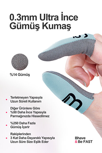 Bhave Hybrid Fingerring-1 Pair-Turquoise-Pubg Finger Gloves- with Storage Box- Sweat-Proof Gamer Fingerring