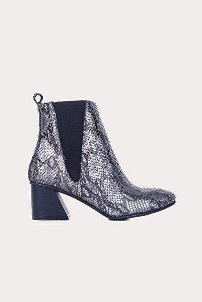 BUENO Shoes Gri Deri Kadın Topuklu Bot 01wp3004