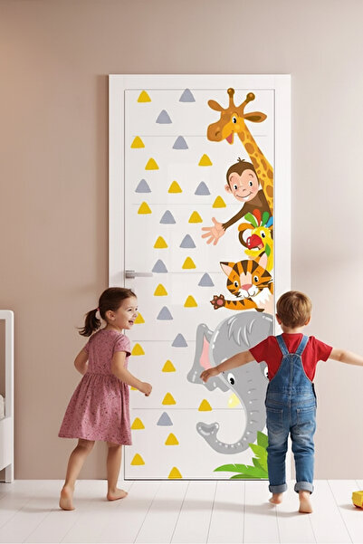 Kt Grup Safari Hayvanları Kapı Kenarı Çocuk Ve Bebek Odası Duvar Sticker Seti