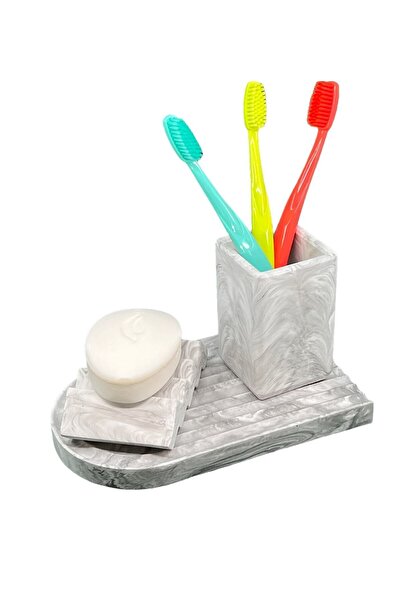 betonmall Δίσκος παρουσίασης οδοντόβουρτσας οδοντόβουρτσας 3 τεμαχίων μαρμάρι...