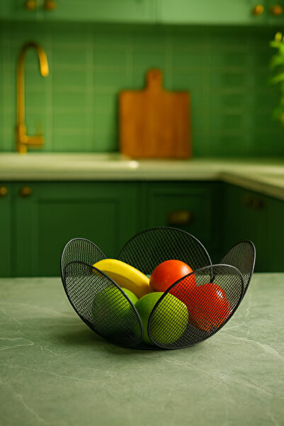 VENON Tasarım Home Çiçek Meyve Sepeti Siyah Metal Sepet Toplayıcı Patates Soğan Organizer Masa Üstü Düzen