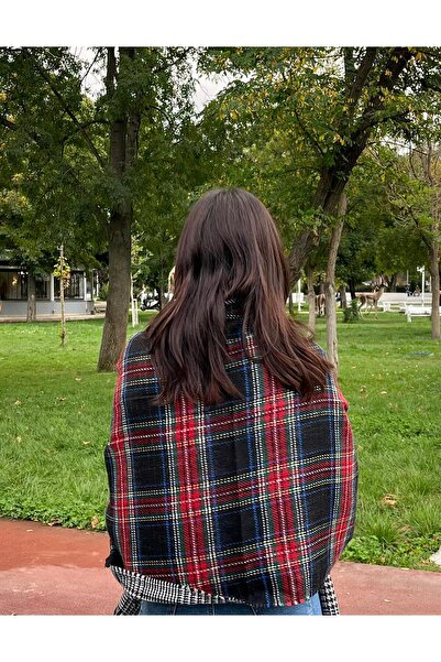 Sobe Hediyelik Double-Sided Plaid Wool Shawl 70X190 cm – Winter Patterned Sho...