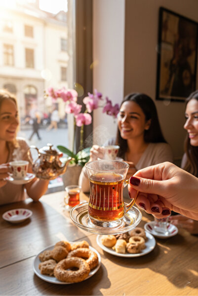 DECOSTYLE Paşabahçe 62561 Tabanı Kalın Gold Desenli 12 Parça Çay Seti 100 Cc