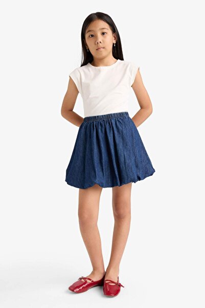 DeFacto Kız Çocuk Beli Lastikli Balon Jean Etek G1229A825AU