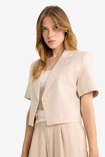 DeFacto Cropped Fit Ceket Yaka Blazer Ceket F9119AX25SM