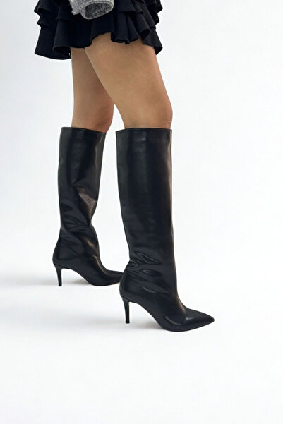 inizio Black Skin Women's Heeled Boots Gd1680