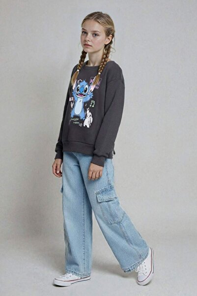DeFacto Disney Lilo & Stitch Relax Fit Sweatshirt mit Rundhalsausschnitt für Mädchen F3410A825AU