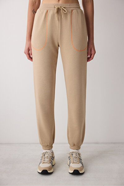 Penti Bej Yüksek Bel Dkiş Detaylı Patrizia Eşofman Altı - Saude Koleksiyonu