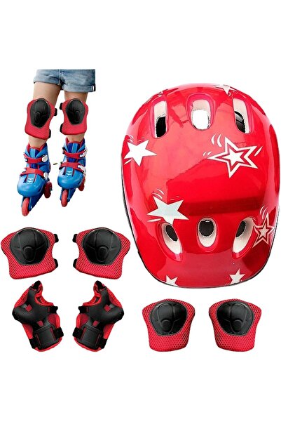 fulina 7PCS Kid Hat and Knee Pad Set,Shock Resistant Adjustable Hat Protection Gear,for Skateboard Cycling