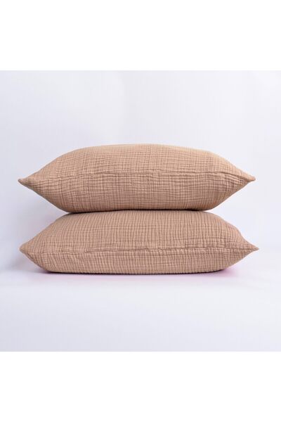 Püskül Tekstil Πολυτελής Μουσελίνα Μαξιλαροθήκη 2 τεμαχίων - 100% Βαμβάκι 4 στρώσεων Υψηλής Ποιότητας Σετ Μαξιλαροθήκες Μουσελίνας