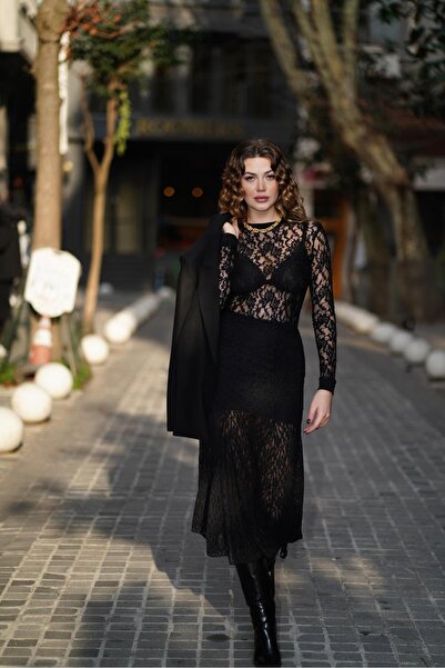 Kallisto Fusta maxi cu captuseala din dantela neagra