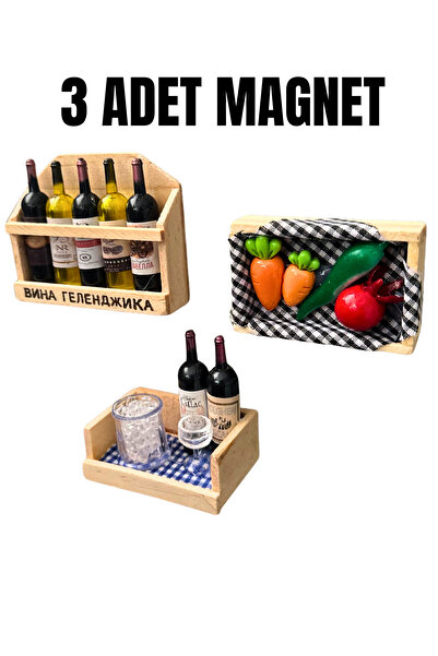 Home Magnet Minyatür Ev ve Mutfak Eşyası,Mıknatıslı Kadeh,şişe,sebze,sepet