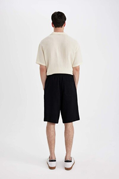 DeFacto %100 Pamuk Relax Fit Cepli Basic Düz Bermuda Şort C7589AX24SM