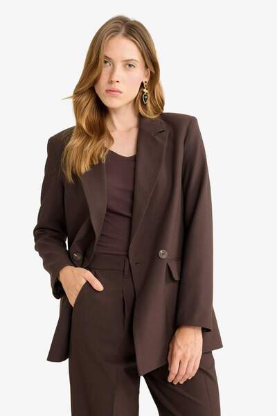 DeFacto Oversize Geniş Kalıp Ceket Yaka Blazer Ceket E7732AX25AU