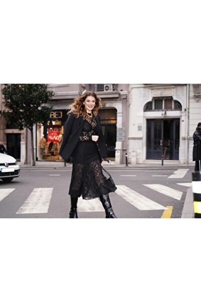 Kallisto Fusta maxi cu captuseala din dantela neagra