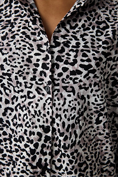 Penti Leopar Gömlek Pantolon Çok Renkli Şortlu Pijama Takımı