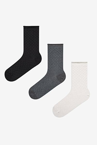 Penti Черни сиви многоцветни чорапи от 3 части Heart Jacquard