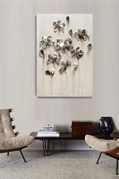 ColorVision Gümüş Çiçekler Kanvas Tablo 90x120 cm