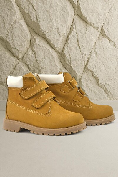 Raker Rakerplus Neson Натуральна шкіра Гірчично-жовті дитячі черевики на липучках