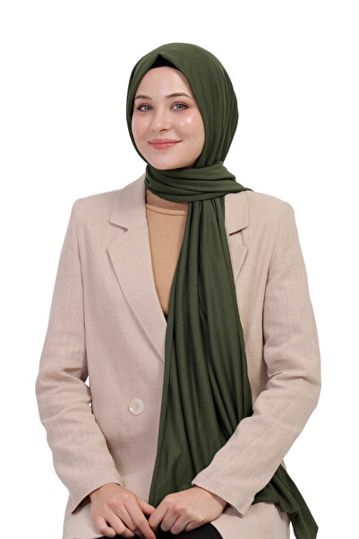 TRModam Organik Penye Tesettür Şal – Kaymaz, Terletmez, Tok Duruşlu - Haki
