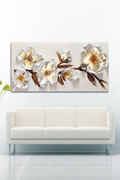 ColorVision Beyaz Çiçekli Ağaç Kanvas Tablo 30x40 cm