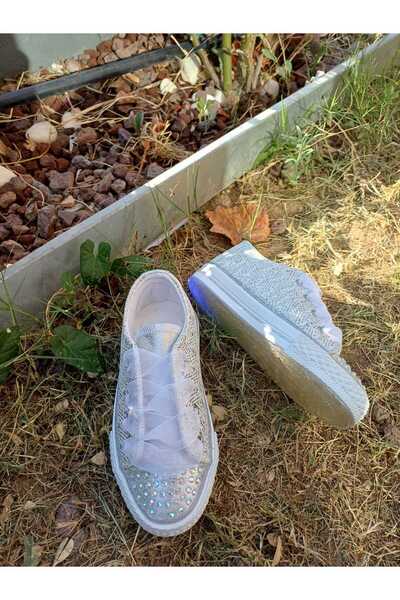Scarpe Magiche Kız Çocuğu Gümüş Renkli Bağcıklı Ayakkabı
