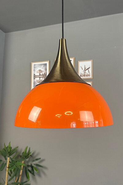 Bamyum Yimpi Parlak Turuncu Avize Tekli Sarkıt Eskitme Kubbe Başlık Salon Mutfak Dekoratif Aydınlatma