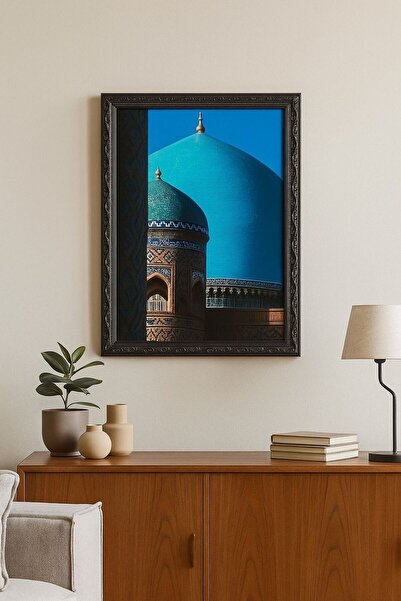 BuzzDesigns Mavi Kubbe ve İslam Mimarisi Temalı Dekoratif Tablo (Çerçeveli)