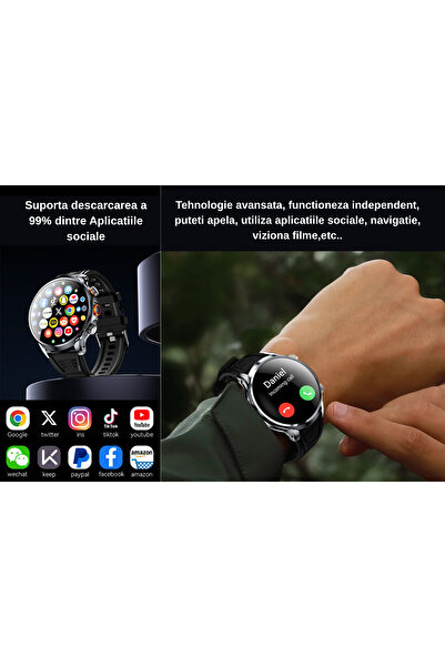 Medeyatech Ceas inteligent Medeyatech™ cu cartelă SIM, GPS, 4G LTE, WiFi, cam...