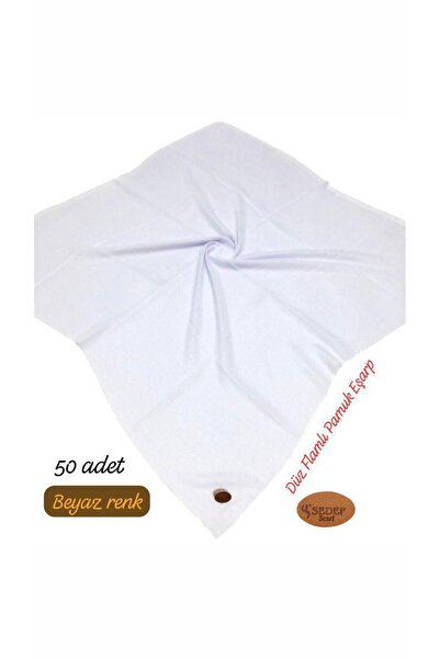 Sedef tuhafiye μαντήλια 50 τεμάχια ΛΕΥΚΟ μαντήλι από βαμβάκι με επίπεδη φλοράλ στάμπα δώρο μαντήλι γραφής