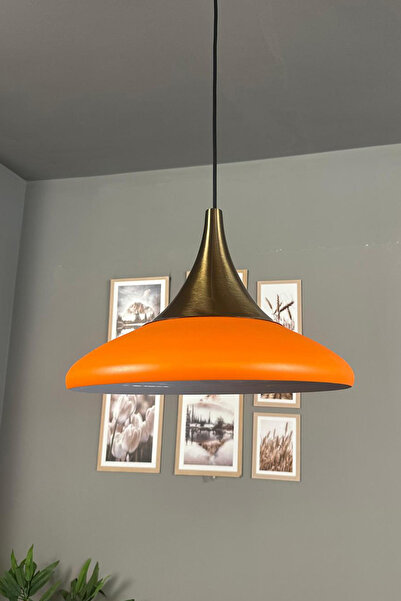 Bamyum Paladin Turuncu Renk Eskitme Başlık Tekli Avize Sarkıt Lamba Otel Rest...