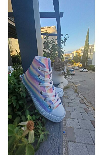 Scarpe Magiche Gökkuşağı Simli Ve Işıklı Kız Ayakkabısı