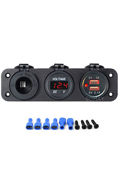Boat Marine Charging - Usb - Voltmeter Socket Plastic Frame 12/24v 43x150mm