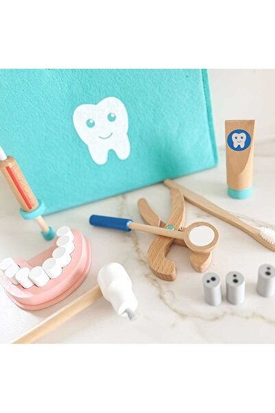 Tooky Toy Set micul dentist Tooky Toy, trusa medicala din lemn 19 piese
