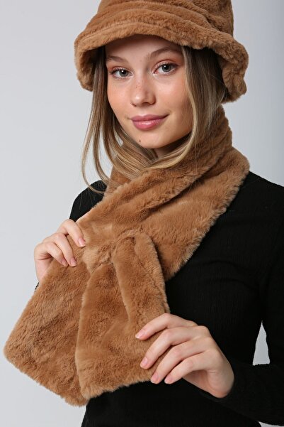 FELLMENS Camel Plush Neck Collar and Hat - Soft Textured Set of 2