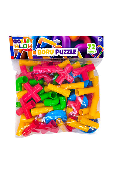 Gokidy Blok Boru Puzzle Renkli Eğitici Birleştirme Oyuncak Seti 72 Parça