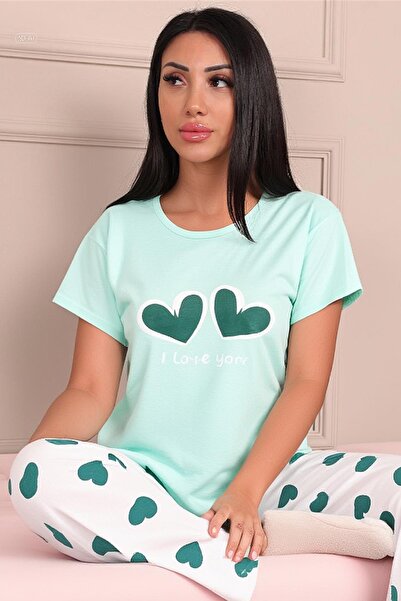 Niket Life Set de pijamale din bumbac pieptănat lung, cu mâneci scurte, cu sl...