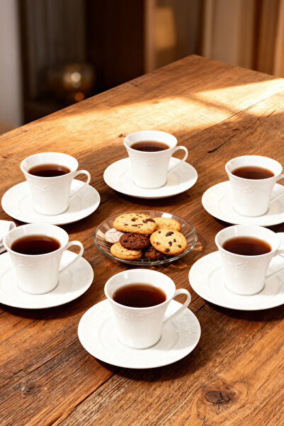 Güral Porselen Bahar Dalı 12 Parça 6 Kişilik Kahve Fincanı Takımı