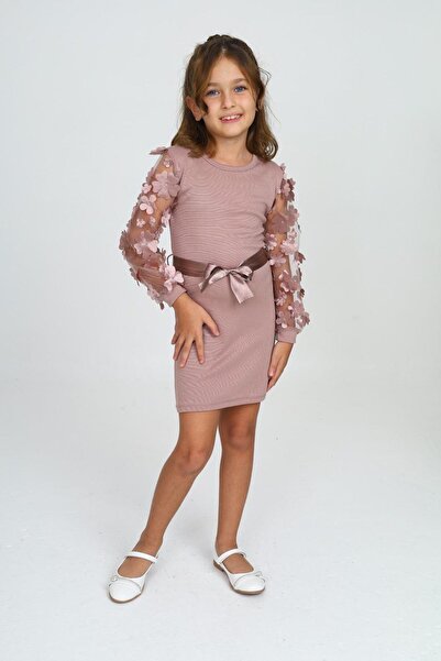 My Kids Wear Belden Bağlamalı Tül Detaylı Çocuk Elbise Mykids Collection