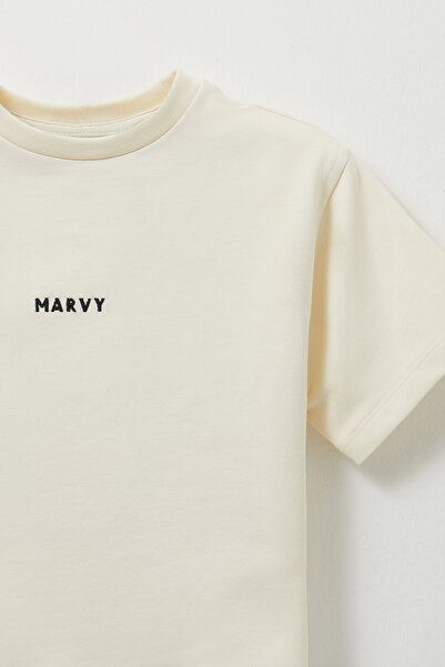 Marvy Ecru Embroidery Detailed Oversize Tshirt