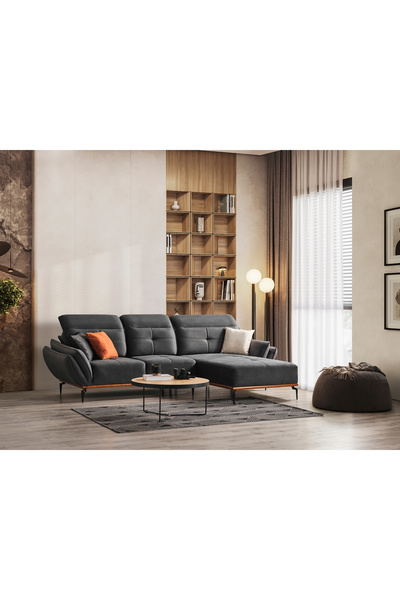 Evondi Asos Köşe Koltuk Takımı 300x180 cm 32 DNS Sünger Silinebilir Kumaş Gür...