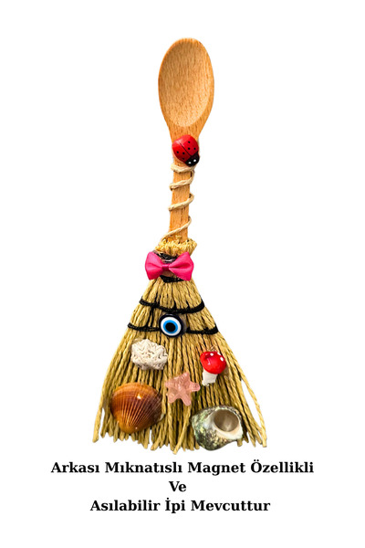 Home Magnet ve duvar süsü tahta kaşıklı çalı süpürge