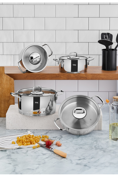 Taç Hera İndüksiyon Tabanlı 8 Parça Çelik Tencere Seti