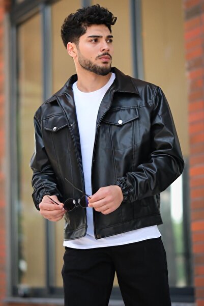 Stilkombin Пальто зі штучної шкіри STR 5021-50311 з еластичними рукавами на блискавці