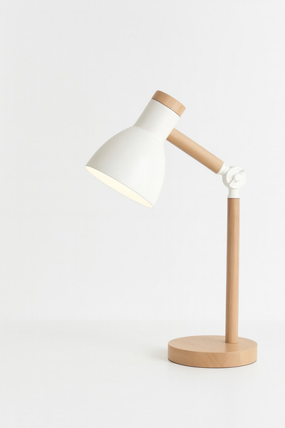 Vivido Home Doğal Ahşap İskandinav Beyaz Masa Lambası