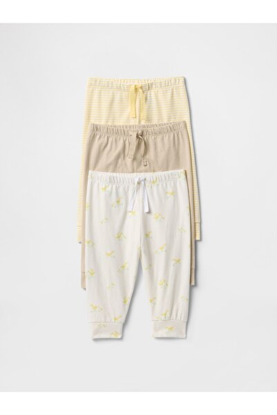 GAP Bebek Çok Renkli First Favorites Organik Pamuk 3'lü Pull-On Pantolon Seti