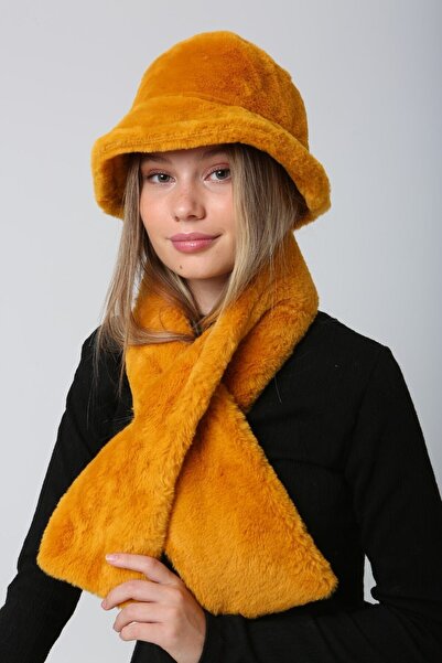 FELLMENS Saffron Soft Textured 2-piece Plush Set - Neck Collar and Hat