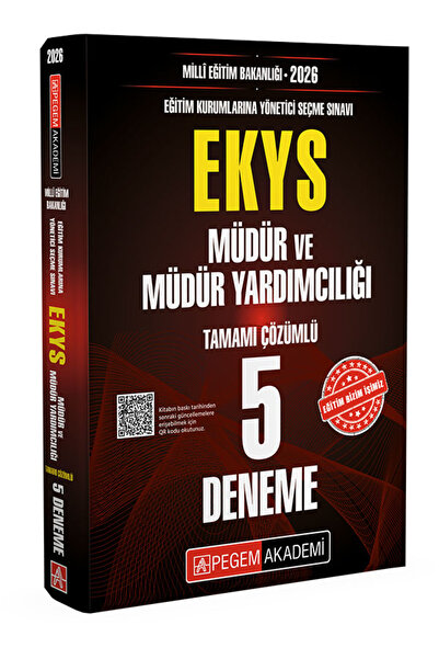Pegem Akademi Yayıncılık 2026 MİLLİ EĞİTİM BAKANLIĞI (EKYS) Müdür ve Müdür Yardımcılığı Tamamı Çözümlü 5 Deneme