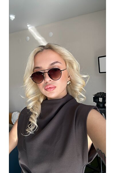 Angel Eyes Damla Design Brown Frame Brown Glass Unisex Sunglasses