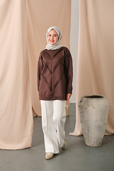 LOCCO Καφέ τουνίκ με λεπτομέρεια V